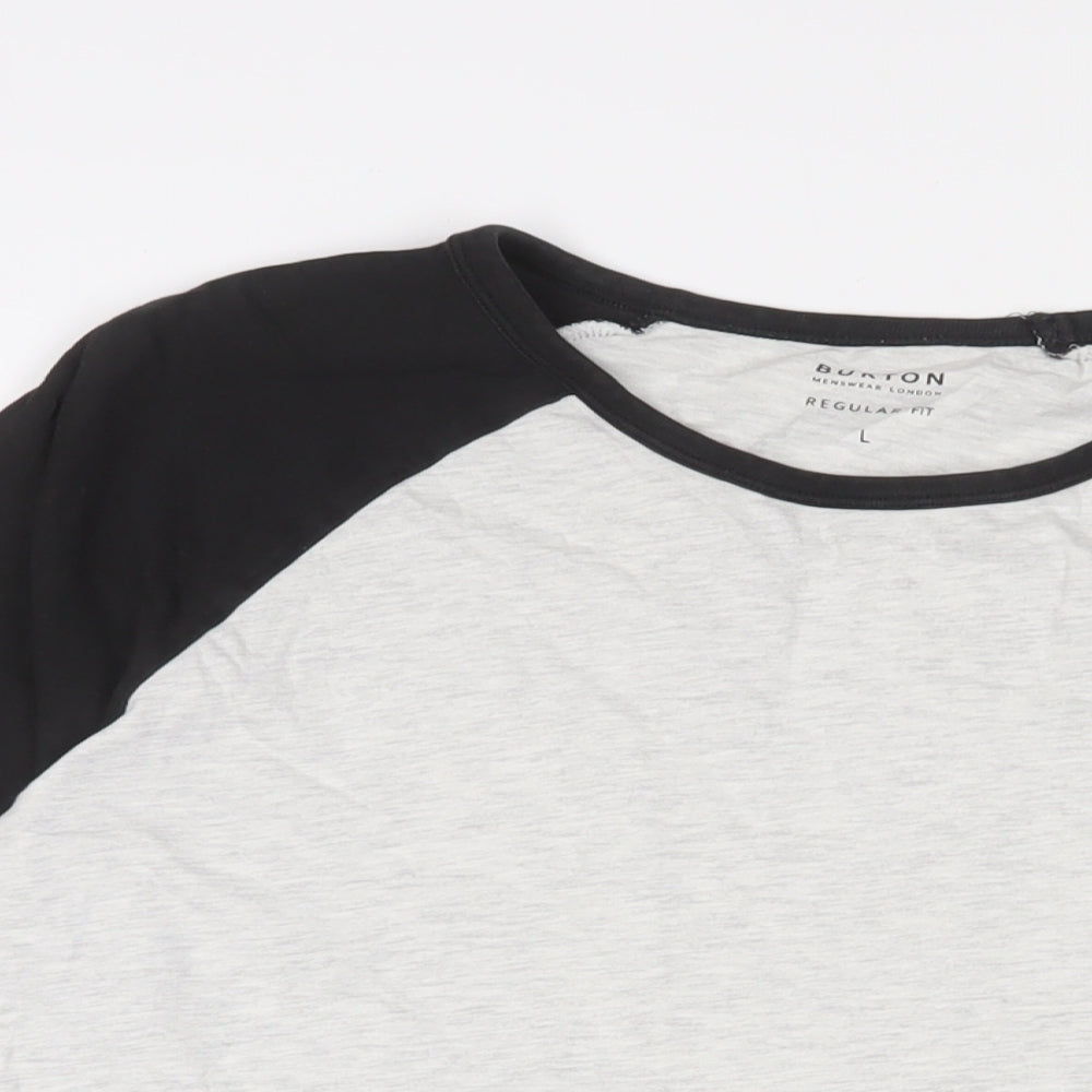 Burton Mens Grey Cotton T-Shirt Size L Crew Neck