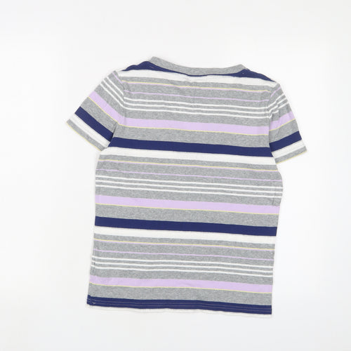 Maine Womens Multicoloured Striped Cotton Basic T-Shirt Size 10 V-Neck