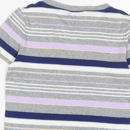 Maine Womens Multicoloured Striped Cotton Basic T-Shirt Size 10 V-Neck