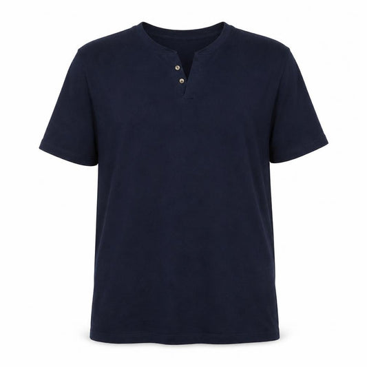 Front view of ASOS men’s blue cotton t-shirt, size 2XL, v-neck
