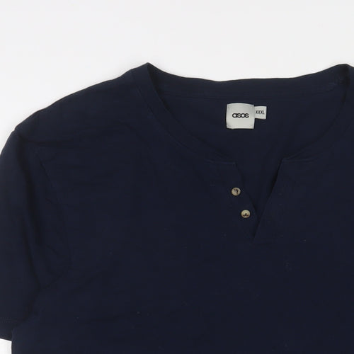 ASOS Mens Blue Cotton T-Shirt Size 2XL V-Neck