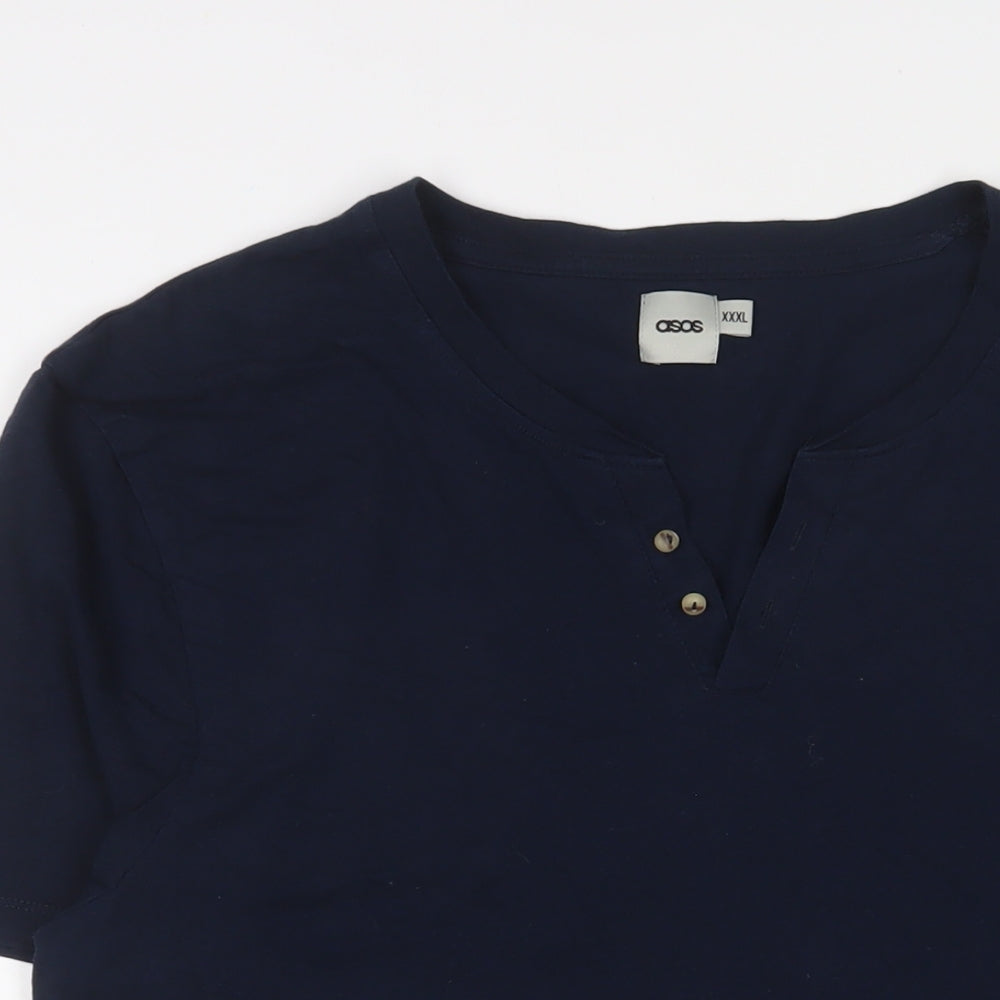 ASOS Mens Blue Cotton T-Shirt Size 2XL V-Neck