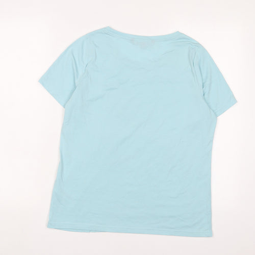 Bonmarché Womens Blue Polyester Basic T-Shirt Size 10 Crew Neck