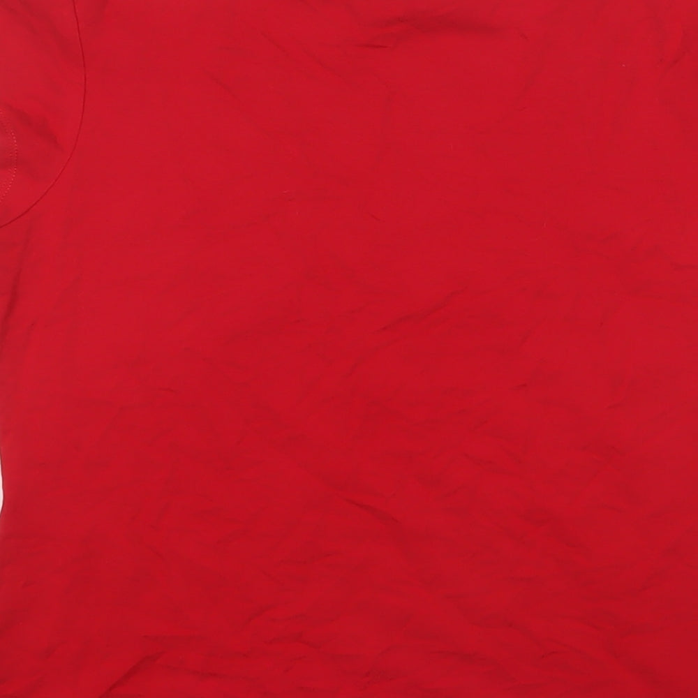 Oasis Womens Red Viscose Basic T-Shirt Size 14 V-Neck