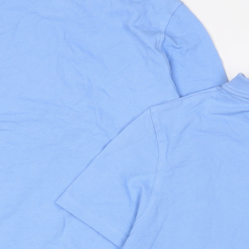 Marks and Spencer Boys Blue Cotton Basic Polo Size 11-12 Years Collared Button - School Wear. 2 Pack