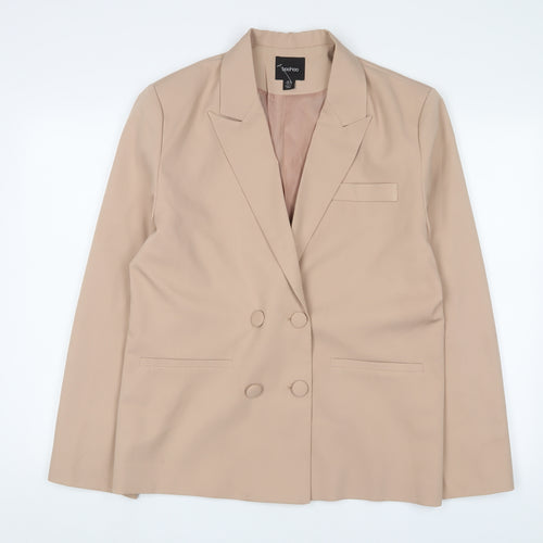 Boohoo Womens Beige Jacket Blazer Size 10 Button