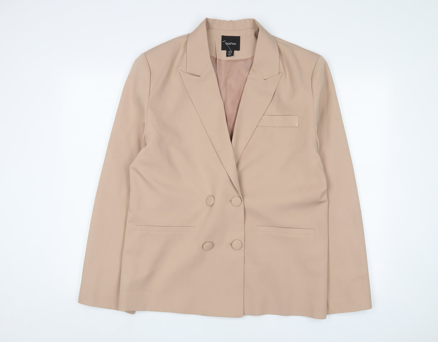 Boohoo Womens Beige Jacket Blazer Size 10 Button