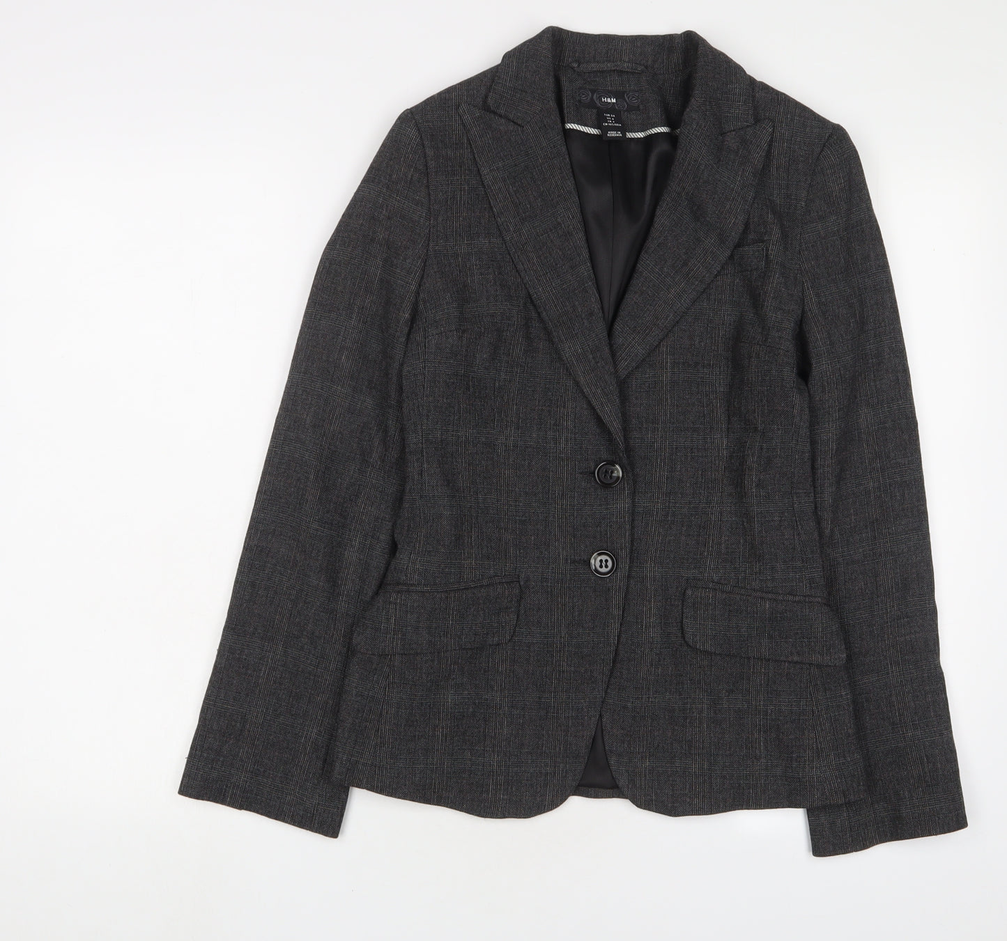 H&M Womens Grey Jacket Blazer Size 6 Button