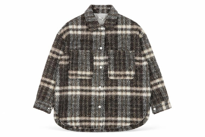 Missguided Womens Brown Plaid Jacket Size 10 Snap