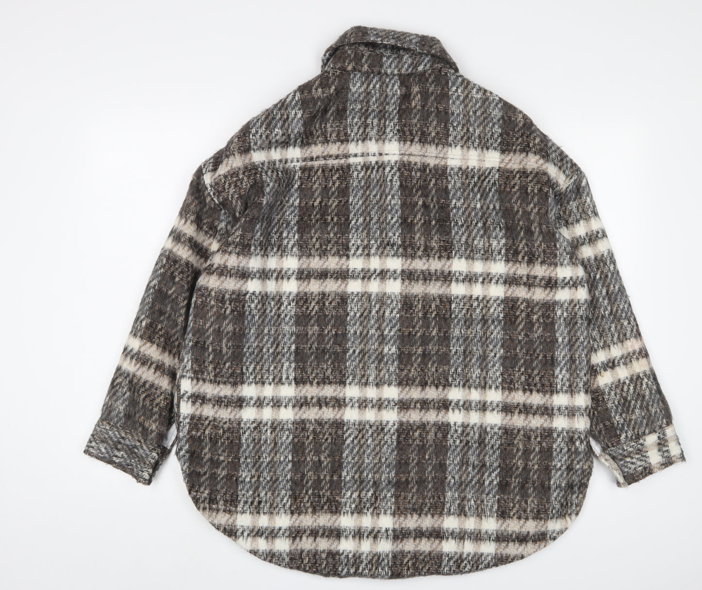 Missguided Womens Brown Plaid Jacket Size 10 Snap