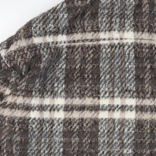 Missguided Womens Brown Plaid Jacket Size 10 Snap