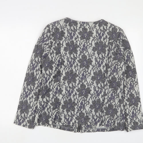 Klass Womens Grey Fair Isle Jacket Size 12 - Zip Pockets