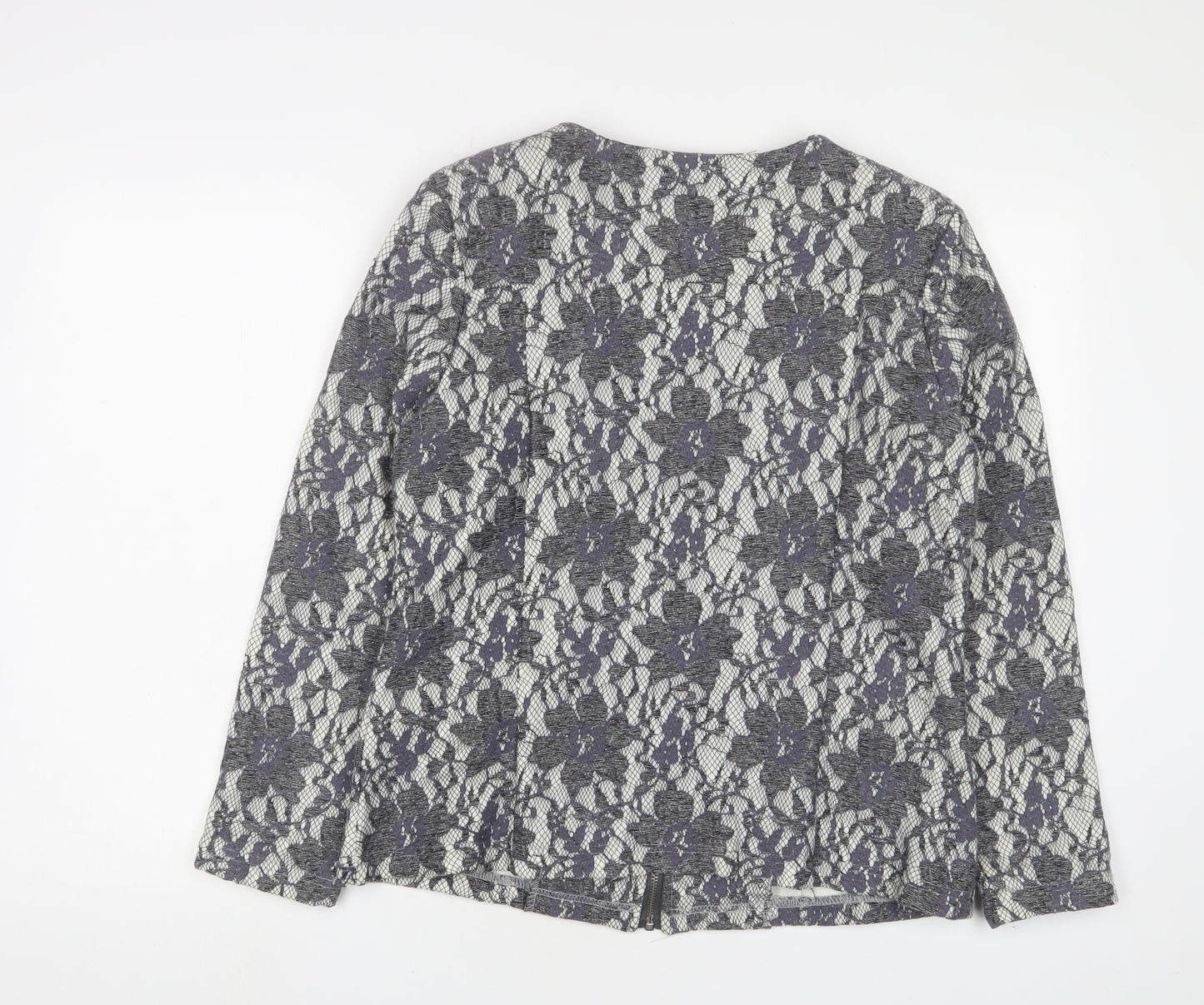Klass Womens Grey Fair Isle Jacket Size 12 - Zip Pockets