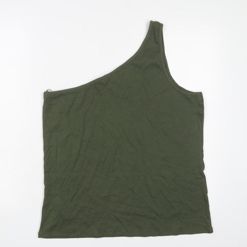 Marks and Spencer Womens Green Cotton Basic Tank Size 12 One Shoulder