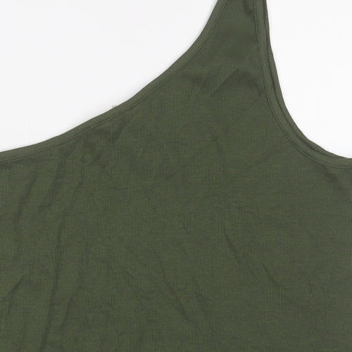 Marks and Spencer Womens Green Cotton Basic Tank Size 12 One Shoulder