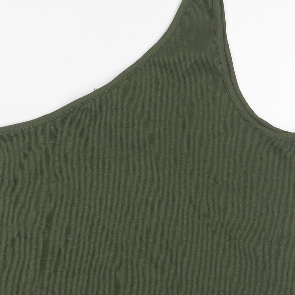 Marks and Spencer Womens Green Cotton Basic Tank Size 12 One Shoulder