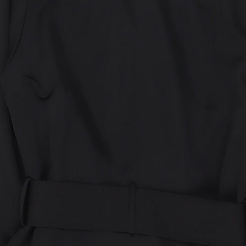 Marks and Spencer Womens Black Overcoat Coat Size 12 Button - Belted