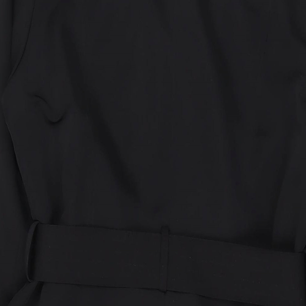 Marks and Spencer Womens Black Overcoat Coat Size 12 Button - Belted