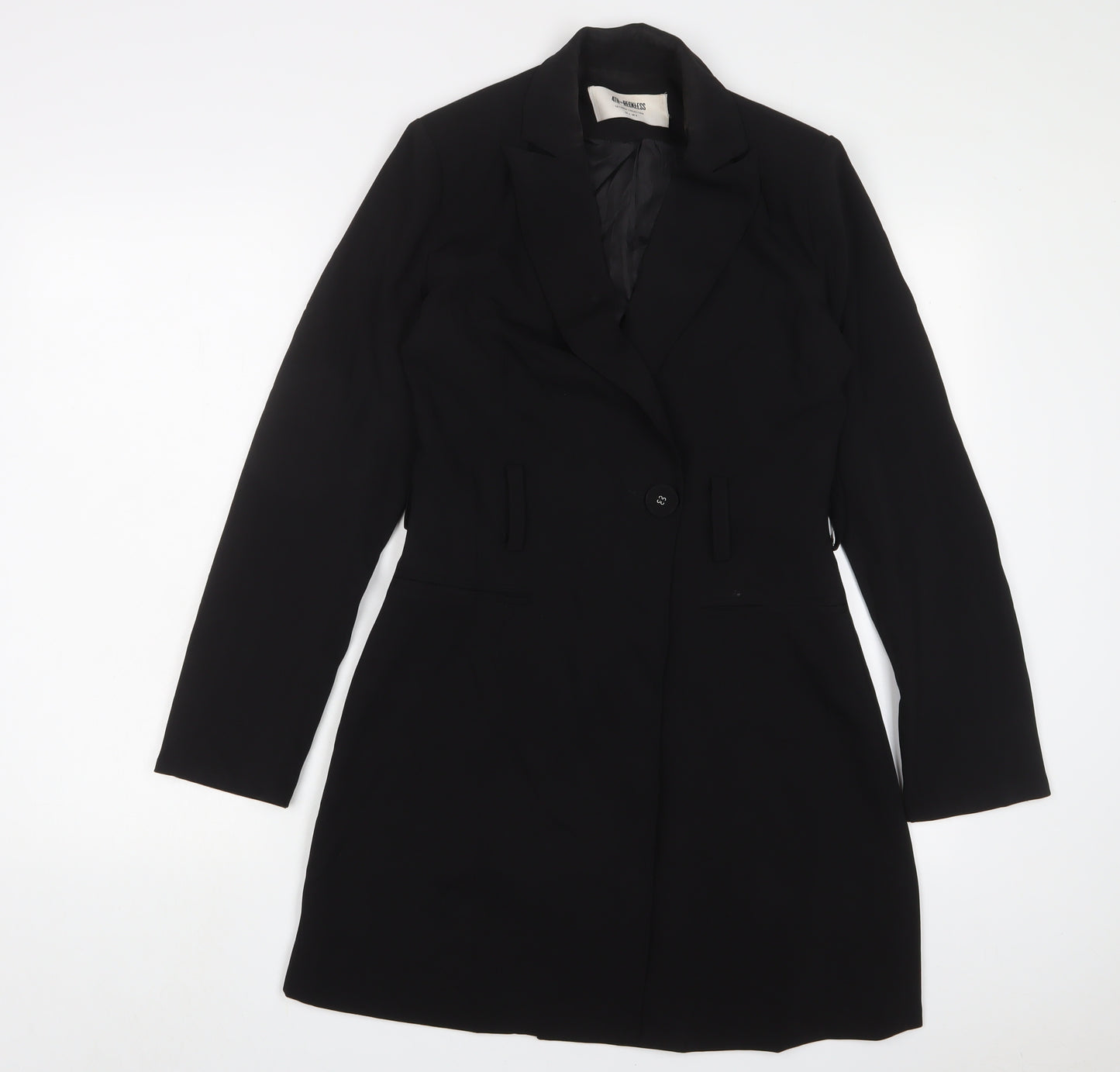 4th Reckless Womens Black Polyester Jacket Dress Size 8 V-Neck Button