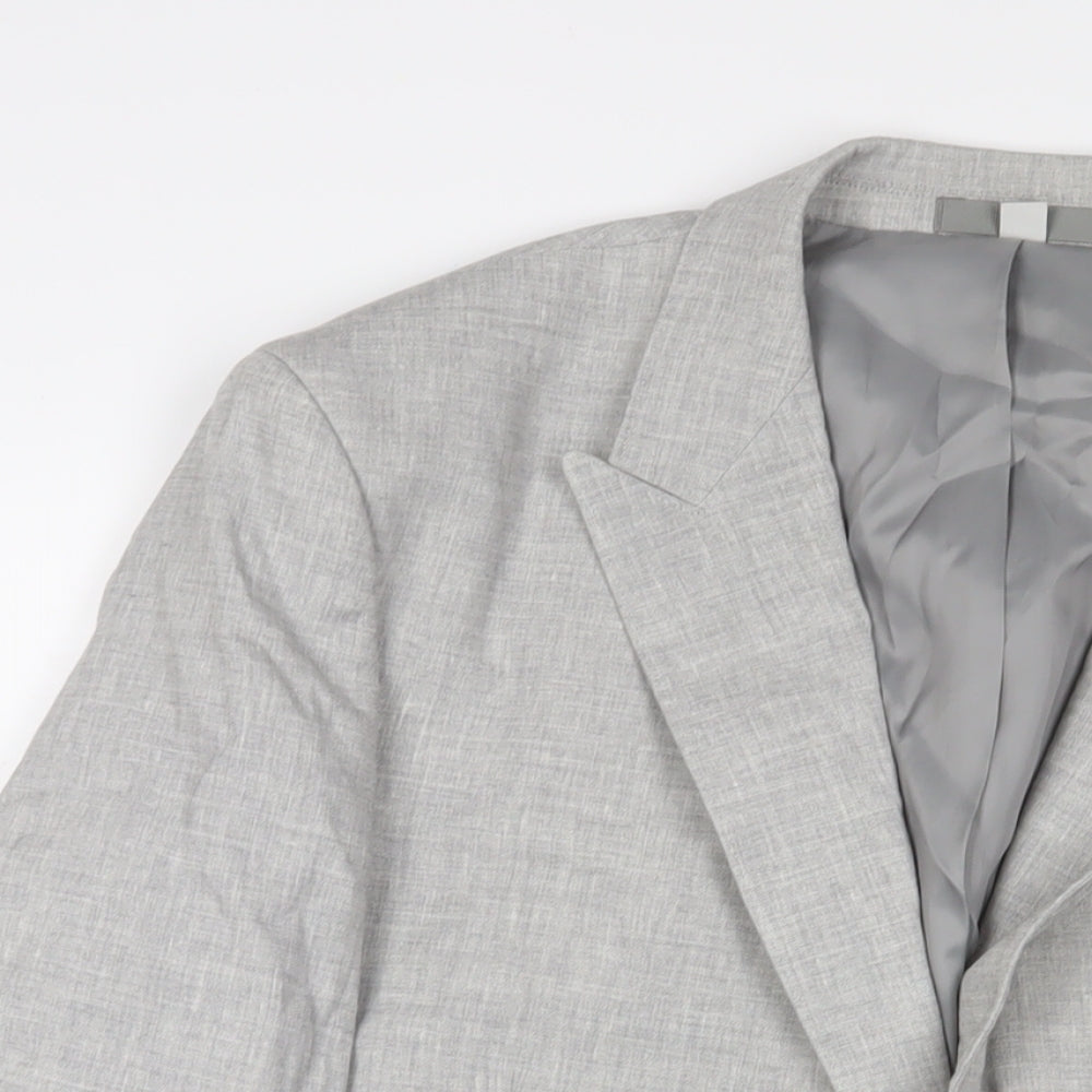Marks and Spencer Mens Grey Linen Jacket Suit Jacket Size 44 Regular