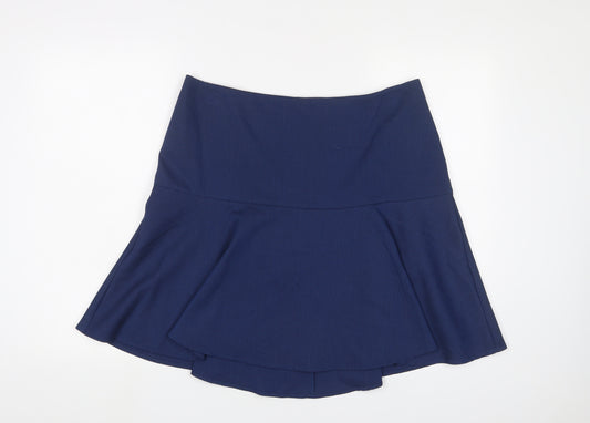 NEXT Womens Blue Polyester A-Line Skirt Size 14 Zip