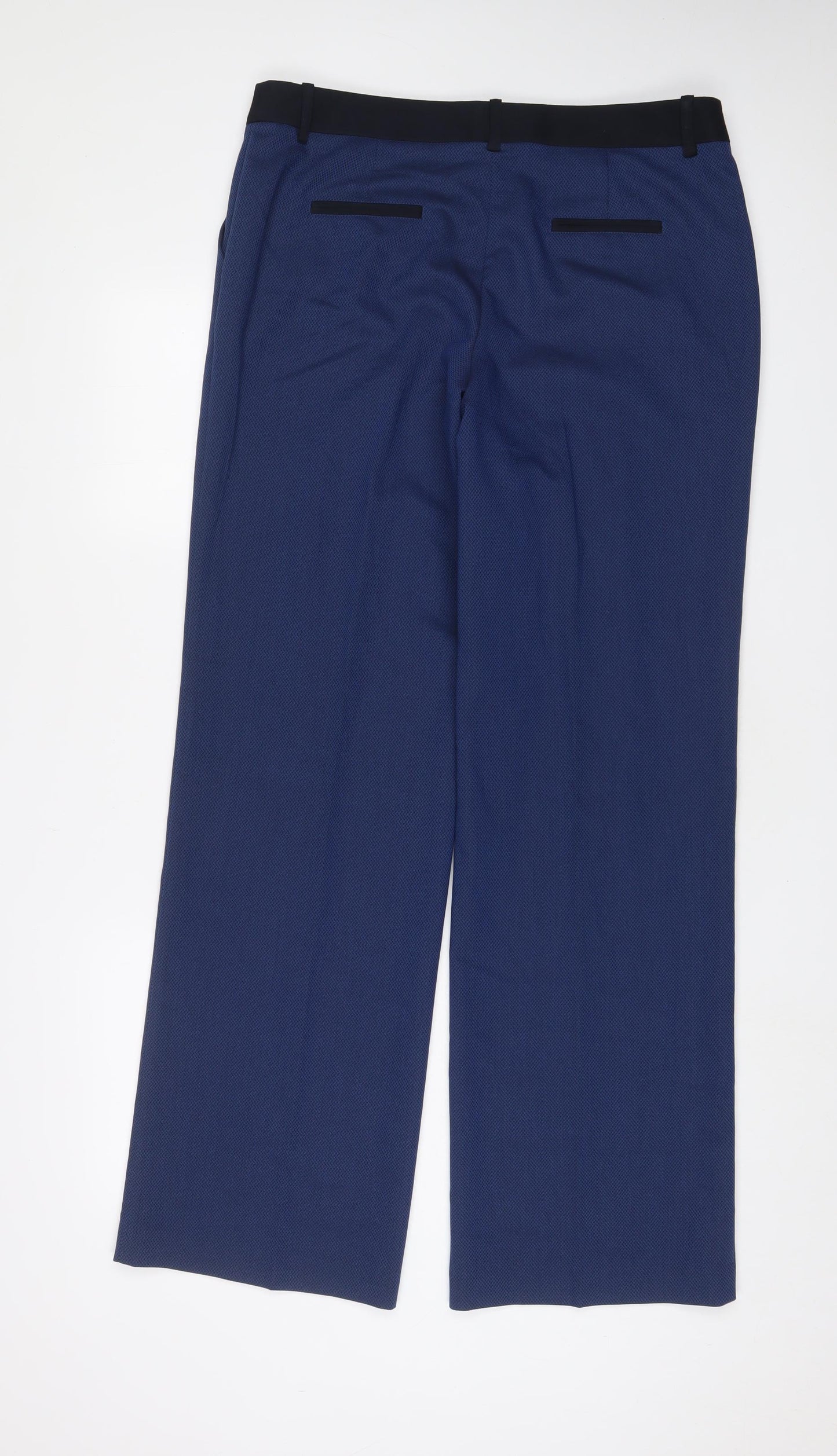 NEXT Womens Blue Polyester Trousers Size 14 L33 in Regular Hook & Eye