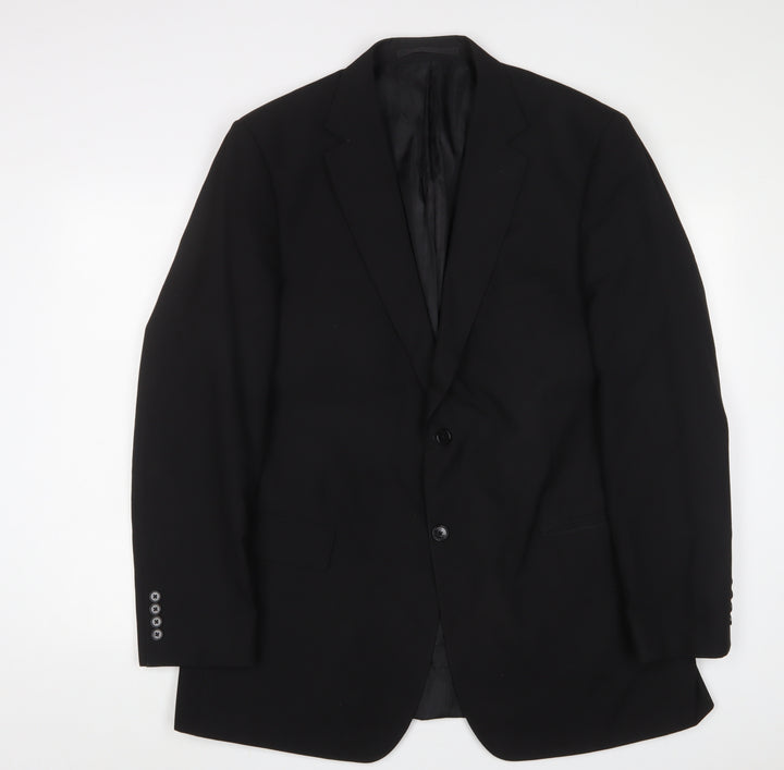 Marks and Spencer Mens Black Polyester Jacket Suit Jacket Size 44 Regular