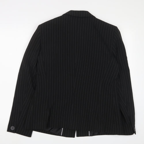 Klass Womens Black Striped Jacket Blazer Size 16 Button