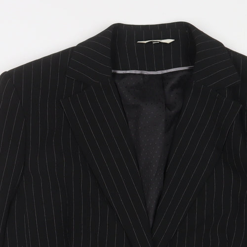 Klass Womens Black Striped Jacket Blazer Size 16 Button