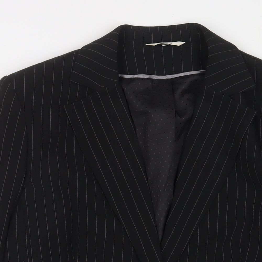 Klass Womens Black Striped Jacket Blazer Size 16 Button