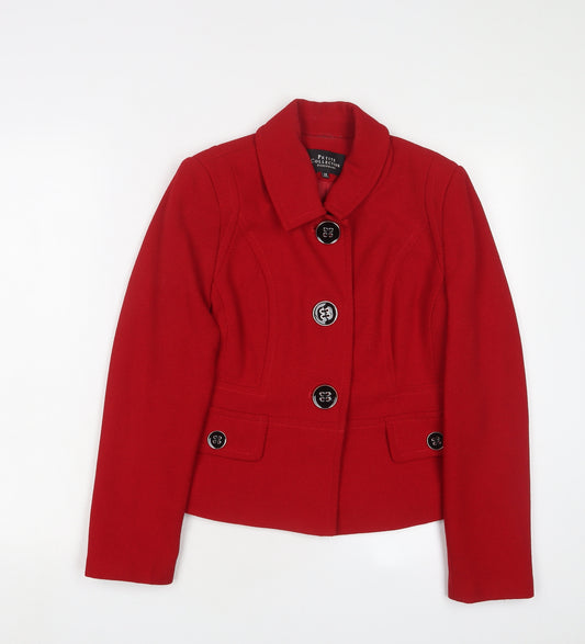 Debenhams Womens Red Jacket Blazer Size 10 Button