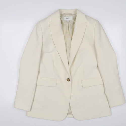 Marks and Spencer Womens Beige Jacket Blazer Size 12 Button