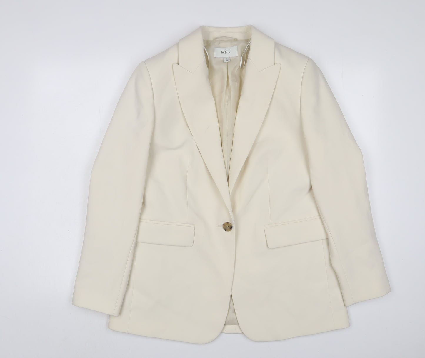 Marks and Spencer Womens Beige Jacket Blazer Size 12 Button