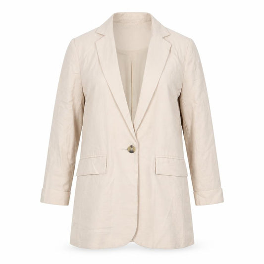 Front view of New Look women’s beige jacket blazer, size UK 6, button