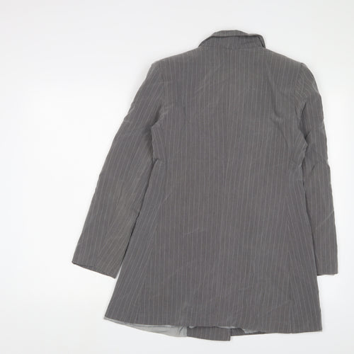 Boohoo Womens Grey Striped Jacket Blazer Size 10 Button