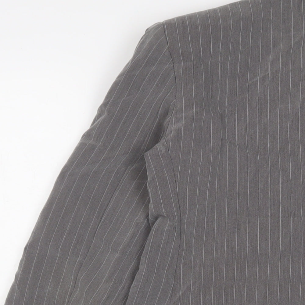 Boohoo Womens Grey Striped Jacket Blazer Size 10 Button