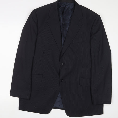 Autograph Mens Black Striped Polyester Jacket Suit Jacket Size 44 Regular