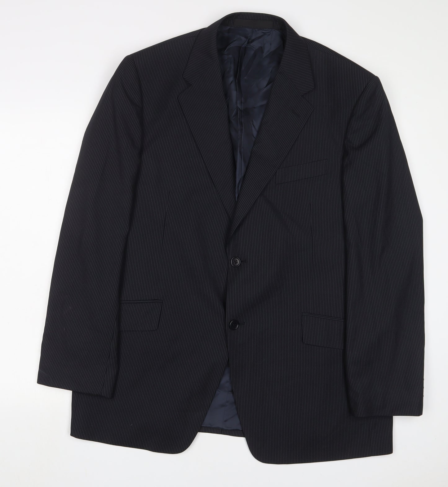 Autograph Mens Black Striped Polyester Jacket Suit Jacket Size 44 Regular