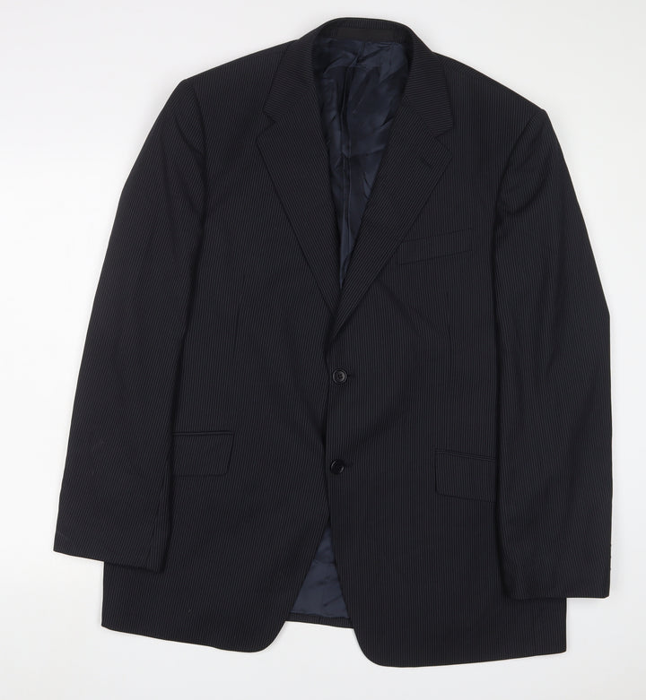 Autograph Mens Black Striped Polyester Jacket Suit Jacket Size 44 Regular