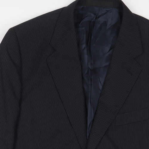 Autograph Mens Black Striped Polyester Jacket Suit Jacket Size 44 Regular