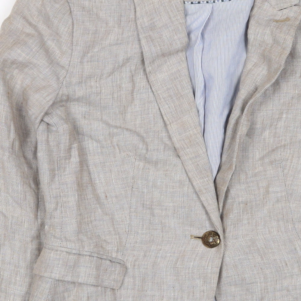 Zara Womens Beige Jacket Blazer Size S Button