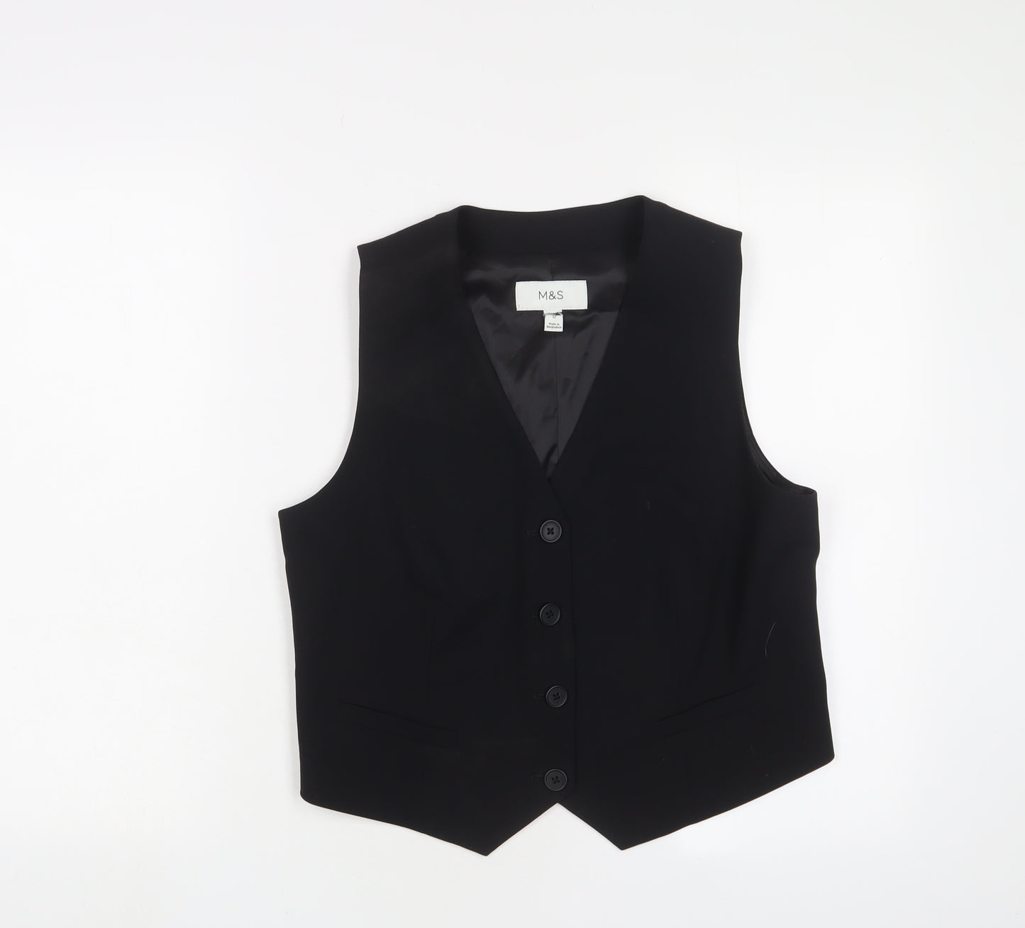 Marks and Spencer Womens Black Jacket Waistcoat Size 12 Button