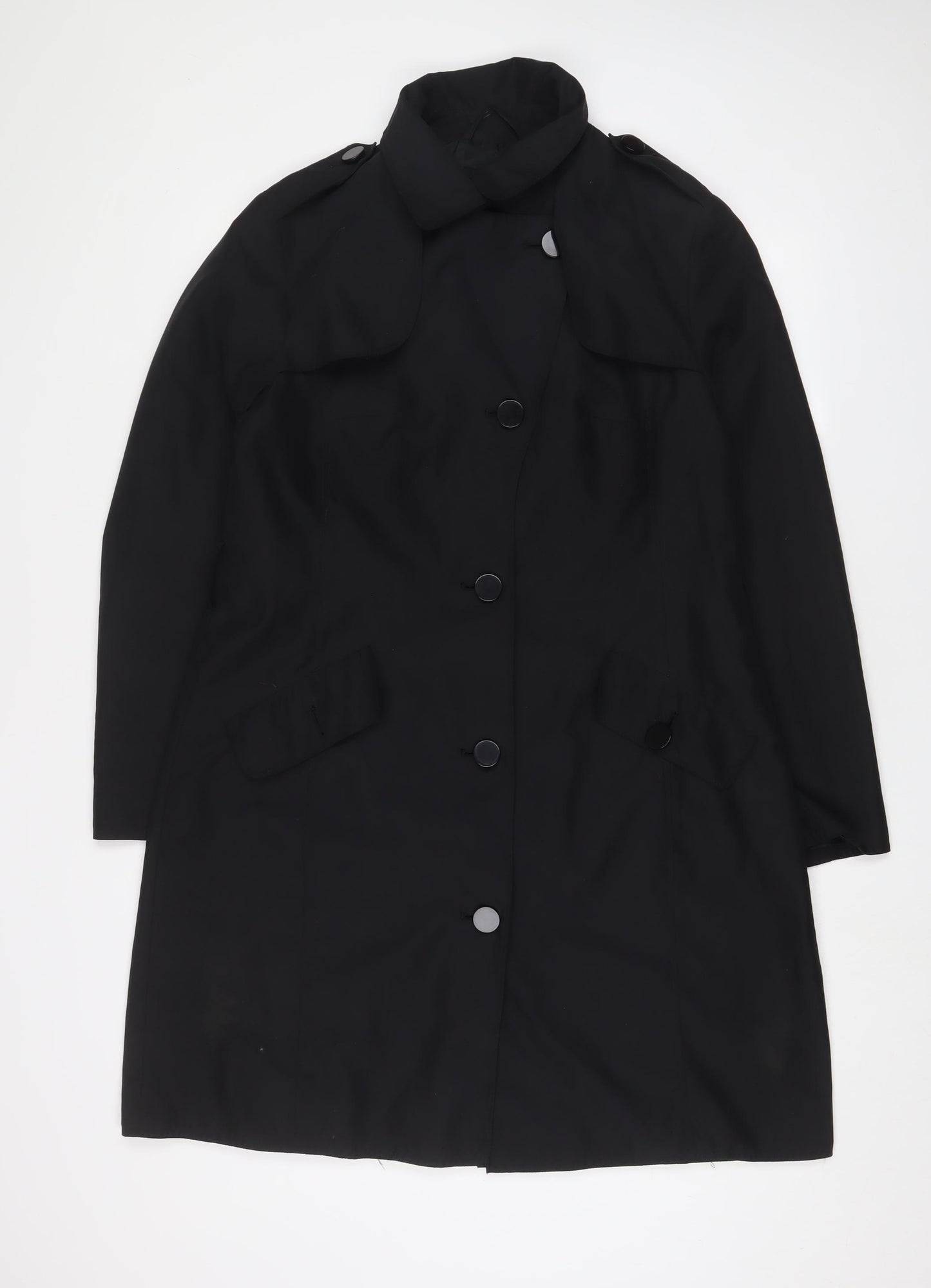 Marks and Spencer Womens Black Overcoat Coat Size 14 Button