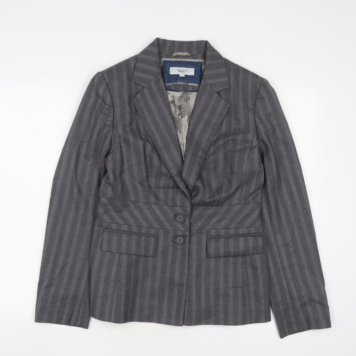 NEXT Womens Grey Striped Jacket Blazer Size 10 Button