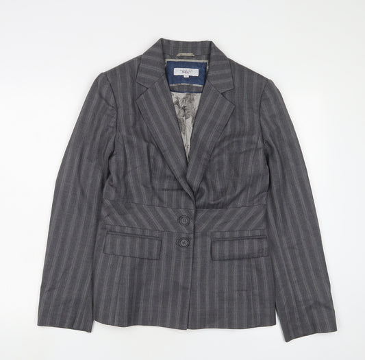 NEXT Womens Grey Striped Jacket Blazer Size 10 Button