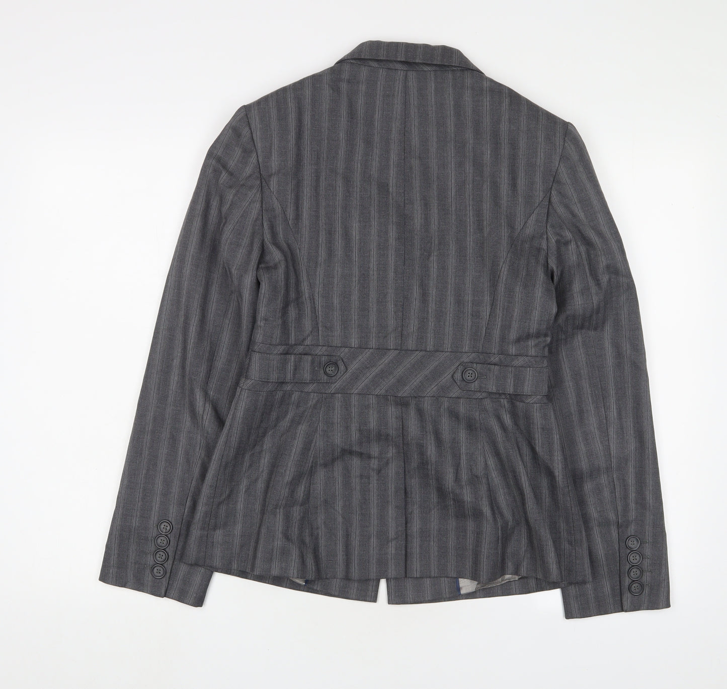 NEXT Womens Grey Striped Jacket Blazer Size 10 Button