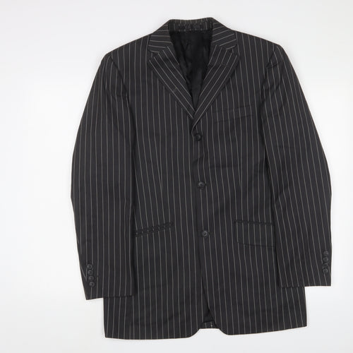 Milan Mens Grey Striped Polyester Jacket Suit Jacket Size 36 Regular