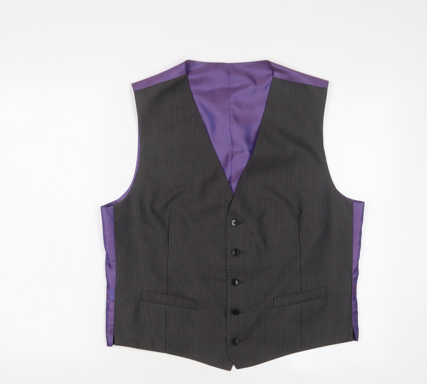 Marks and Spencer Mens Grey Polyester Jacket Suit Waistcoat Size L Regular