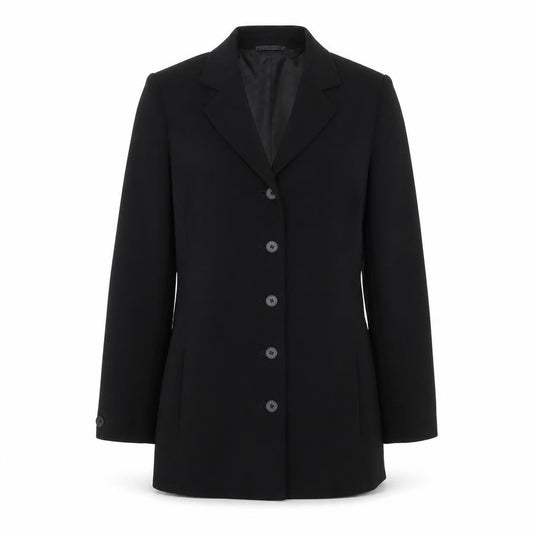 Front view of Yessica women’s black jacket blazer, size UK 10, button