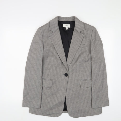 Marks and Spencer Womens Grey Jacket Blazer Size 10 Button